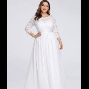 White Lace Sleeve Wedding Dress
